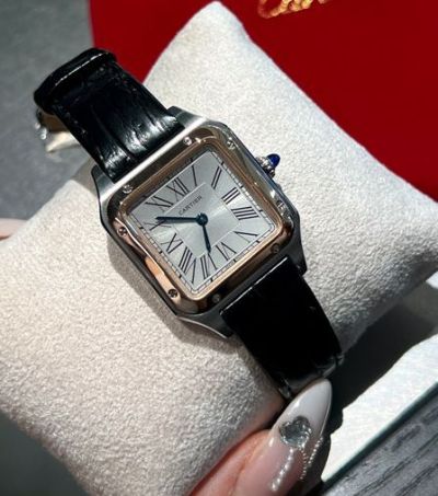 Cartier Santos Dumont 38*27.5mm Swiss Quartz Movement Crocodial Leather Strap Women Replica Watch